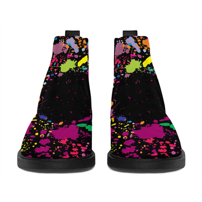 Colorful Splash Yin Yang Print Flat Ankle Boots