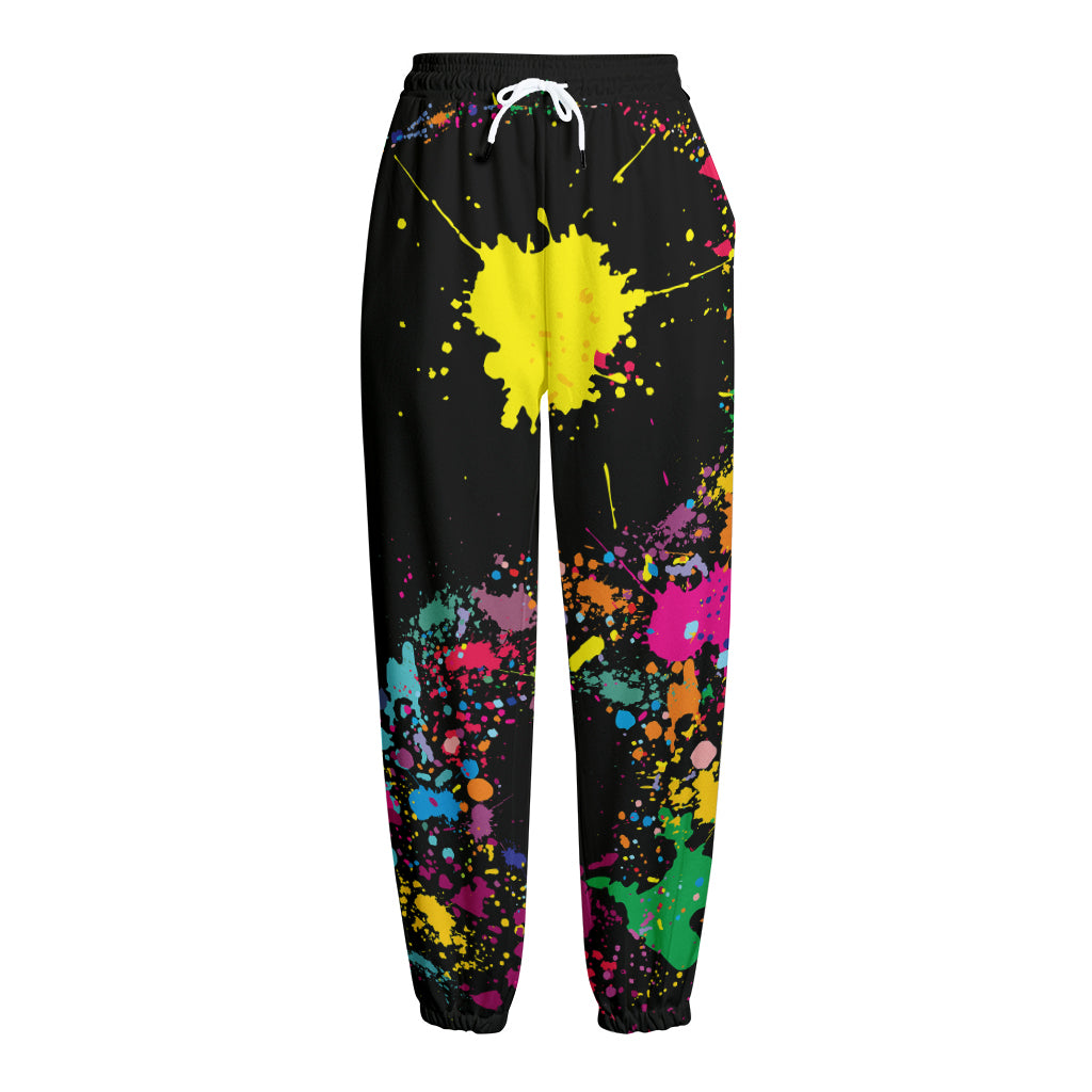 Colorful Splash Yin Yang Print Fleece Lined Knit Pants