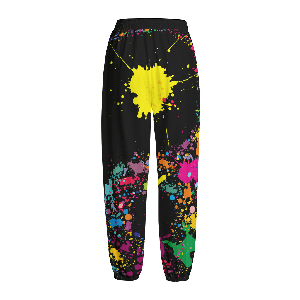 Colorful Splash Yin Yang Print Fleece Lined Knit Pants