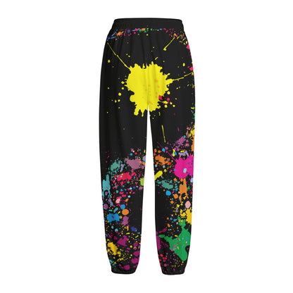 Colorful Splash Yin Yang Print Fleece Lined Knit Pants