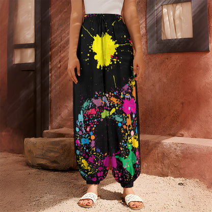 Colorful Splash Yin Yang Print Harem Pants