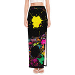Colorful Splash Yin Yang Print High Slit Maxi Skirt