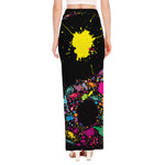 Colorful Splash Yin Yang Print High Slit Maxi Skirt