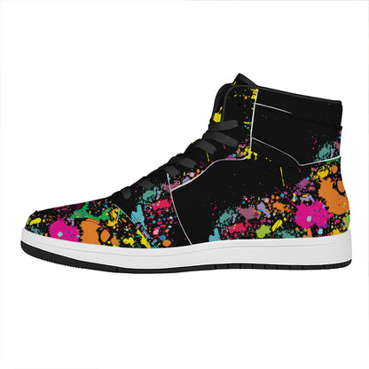 Colorful Splash Yin Yang Print High Top Leather Sneakers
