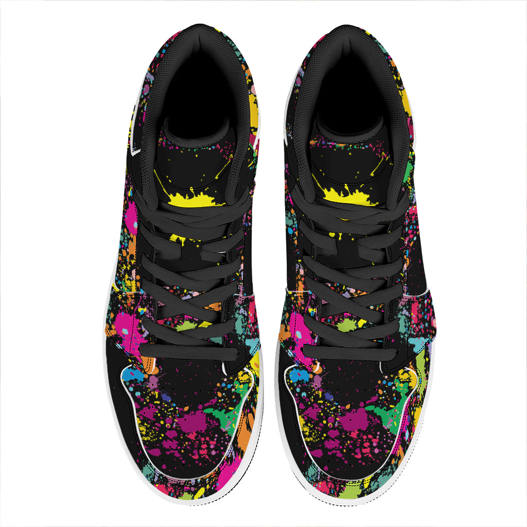 Colorful Splash Yin Yang Print High Top Leather Sneakers