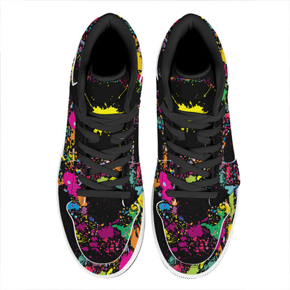 Colorful Splash Yin Yang Print High Top Leather Sneakers