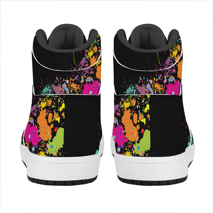 Colorful Splash Yin Yang Print High Top Leather Sneakers