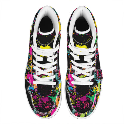 Colorful Splash Yin Yang Print High Top Leather Sneakers