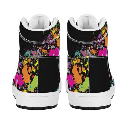 Colorful Splash Yin Yang Print High Top Leather Sneakers