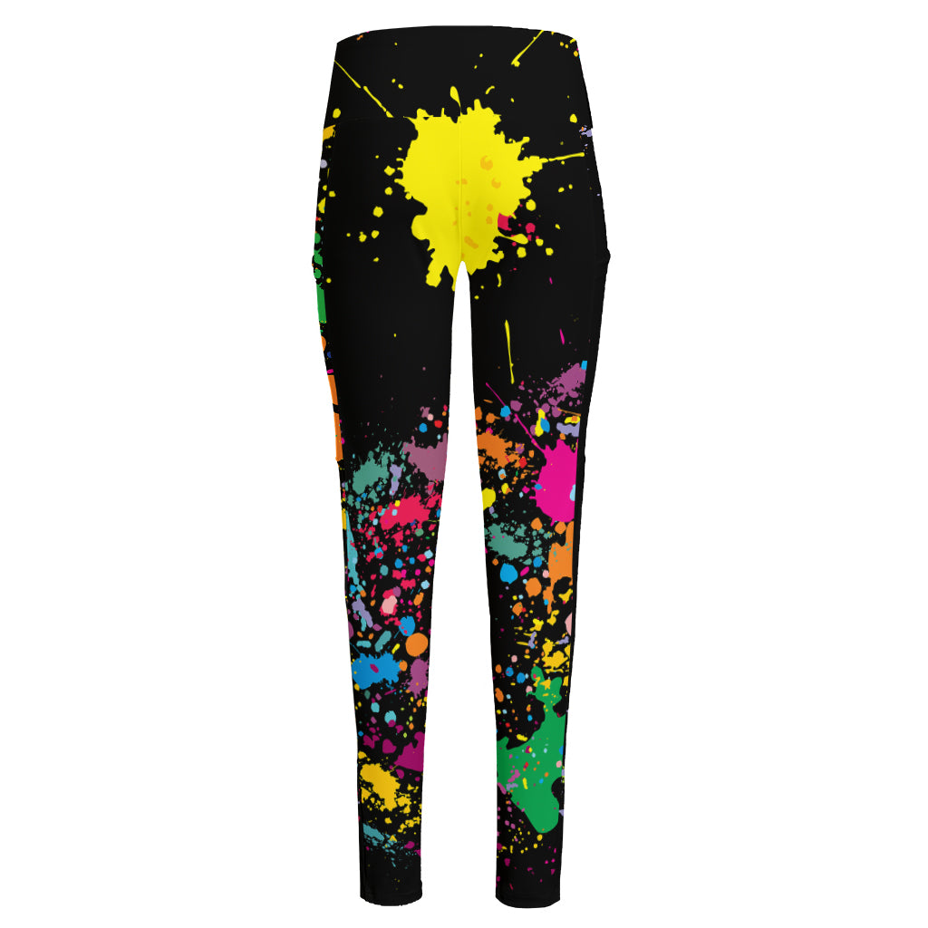 Colorful Splash Yin Yang Print High-Waisted Pocket Leggings