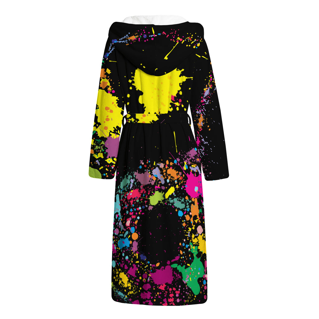 Colorful Splash Yin Yang Print Hooded Bathrobe