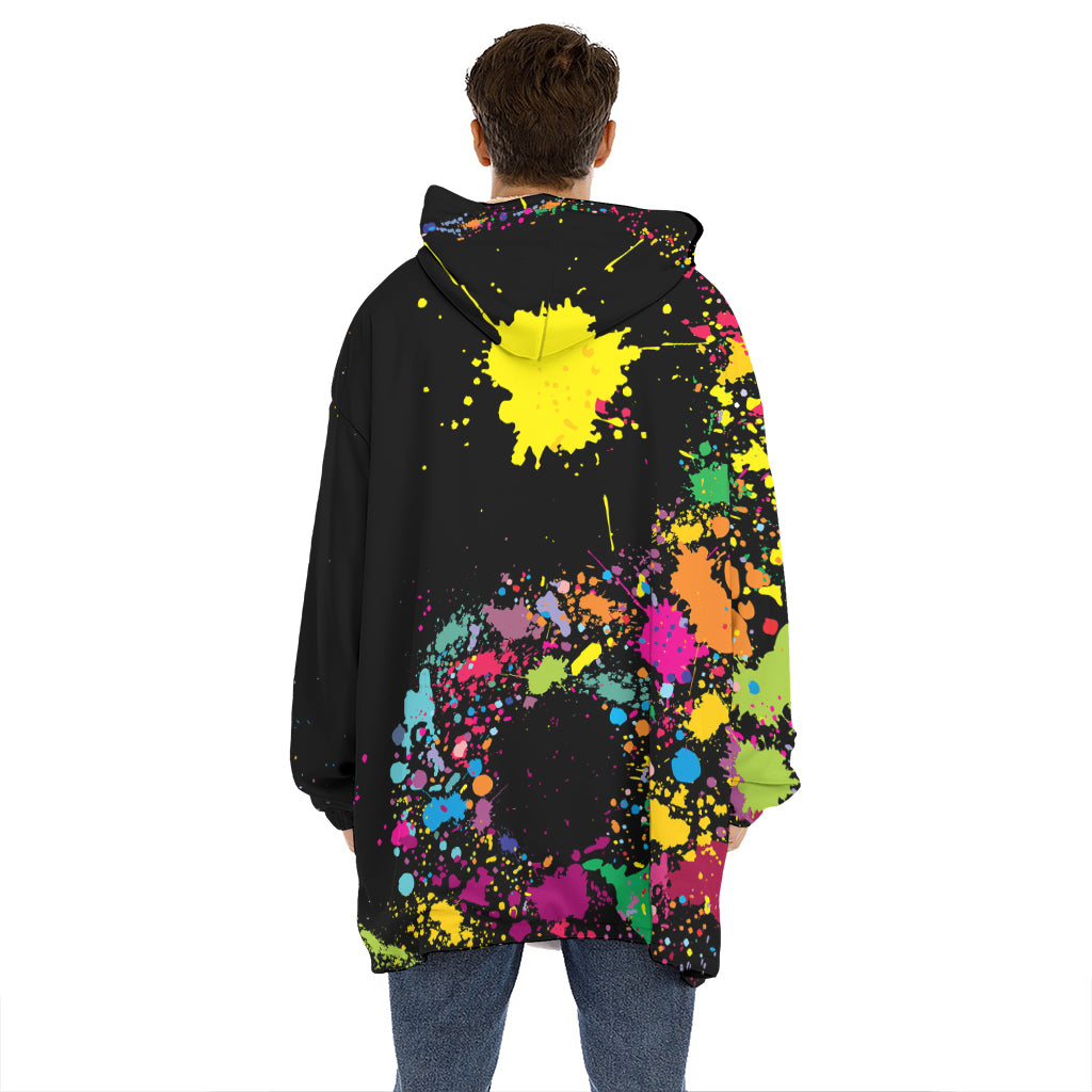 Colorful Splash Yin Yang Print Hoodie Blanket