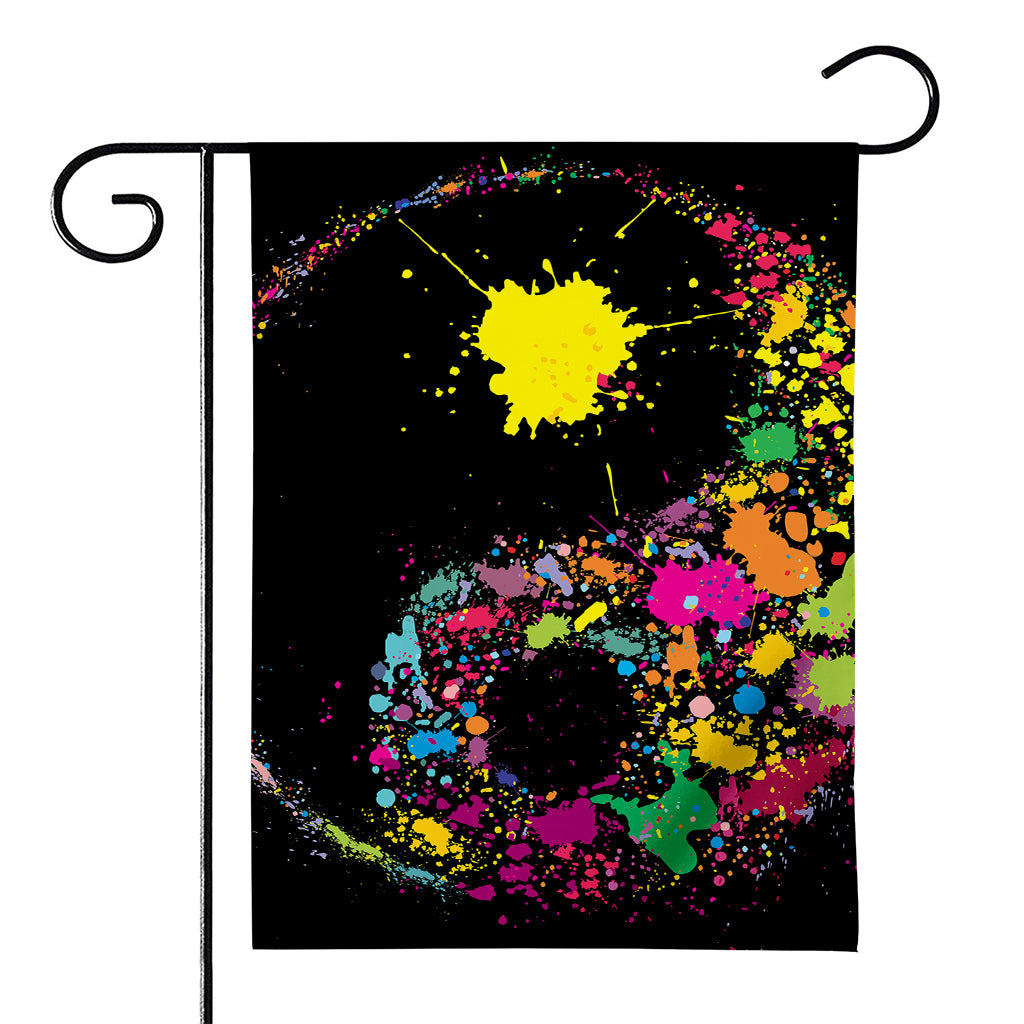 Colorful Splash Yin Yang Print House Flag