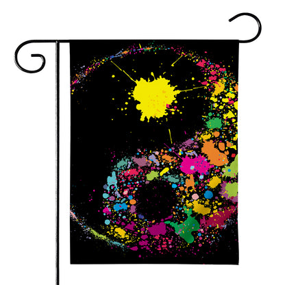 Colorful Splash Yin Yang Print House Flag
