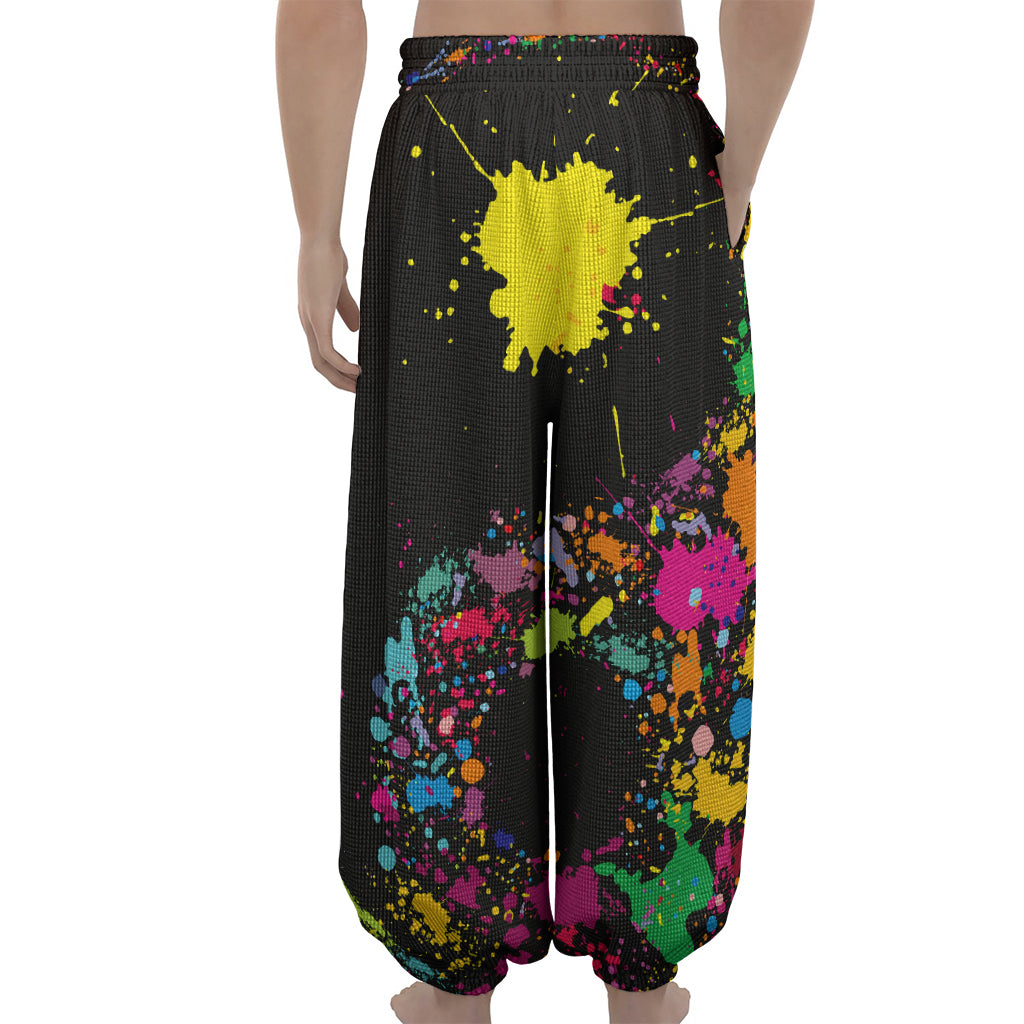 Colorful Splash Yin Yang Print Lantern Pants