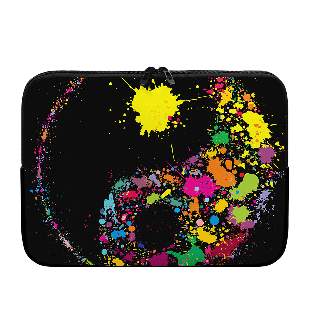 Colorful Splash Yin Yang Print Laptop Sleeve