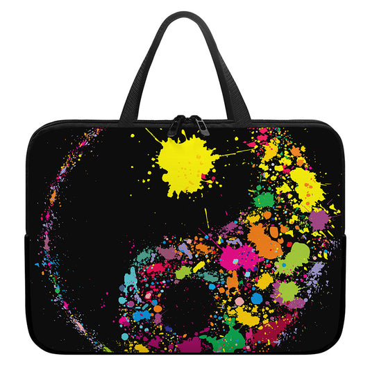 Colorful Splash Yin Yang Print Laptop Sleeve With Handle
