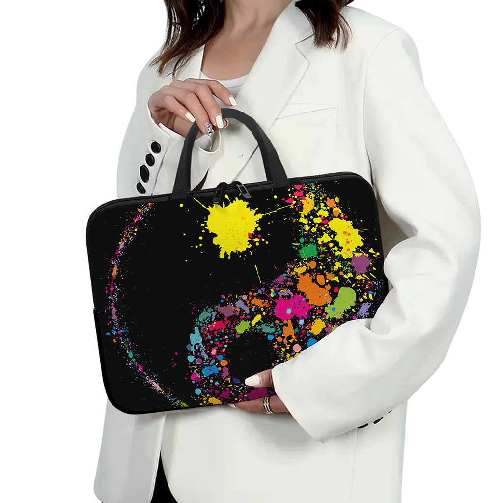 Colorful Splash Yin Yang Print Laptop Sleeve With Handle