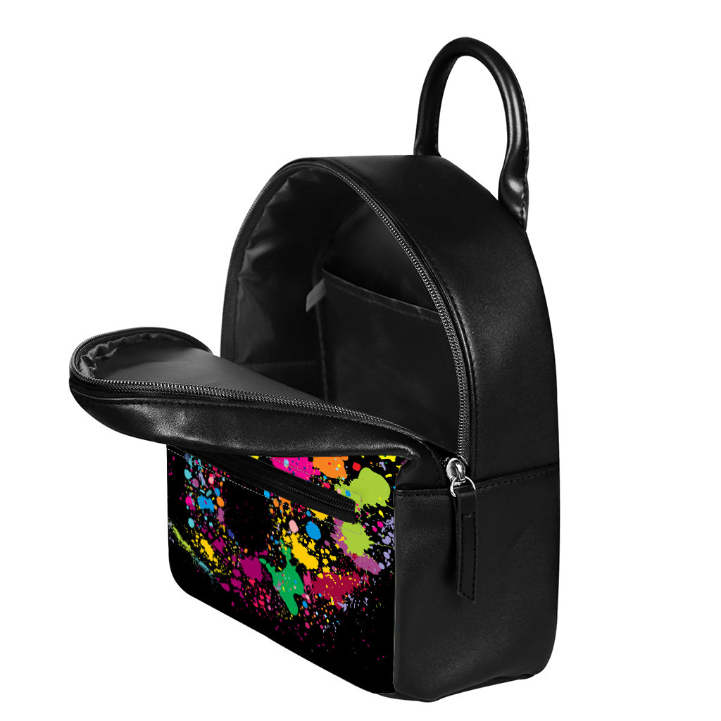 Colorful Splash Yin Yang Print Leather Backpack