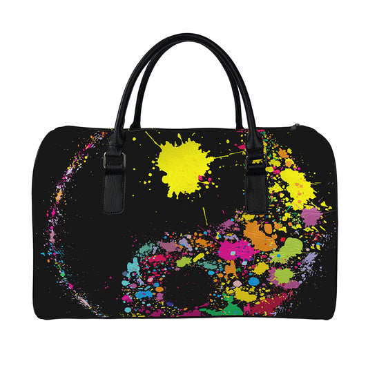 Colorful Splash Yin Yang Print Leather Duffle Bag