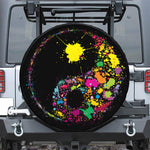Colorful Splash Yin Yang Print Leather Spare Tire Cover