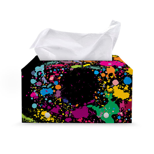 Colorful Splash Yin Yang Print Leather Tissue Box Cover