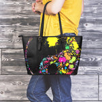 Colorful Splash Yin Yang Print Leather Tote Bag