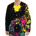 Colorful Splash Yin Yang Print Long Sleeve Baseball Jersey