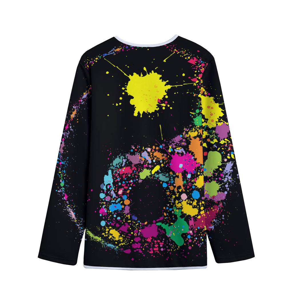 Colorful Splash Yin Yang Print Long Sleeve Short Coat