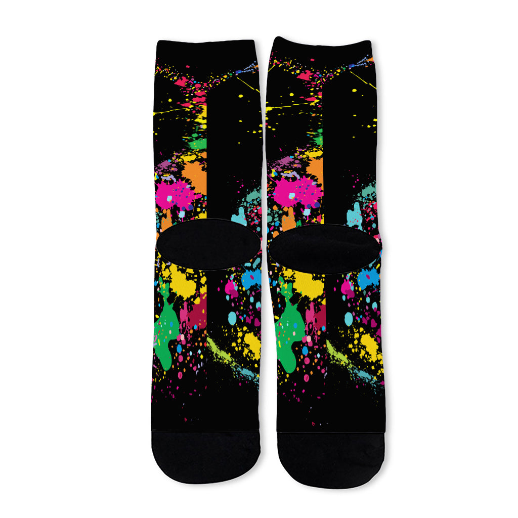 Colorful Splash Yin Yang Print Long Socks