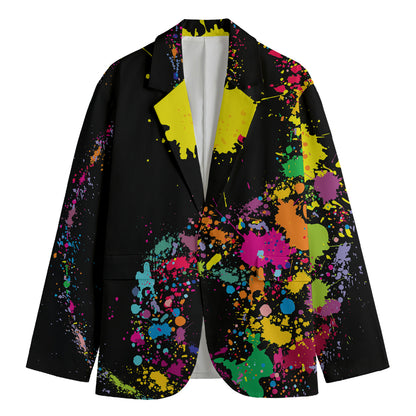 Colorful Splash Yin Yang Print Men's Blazer