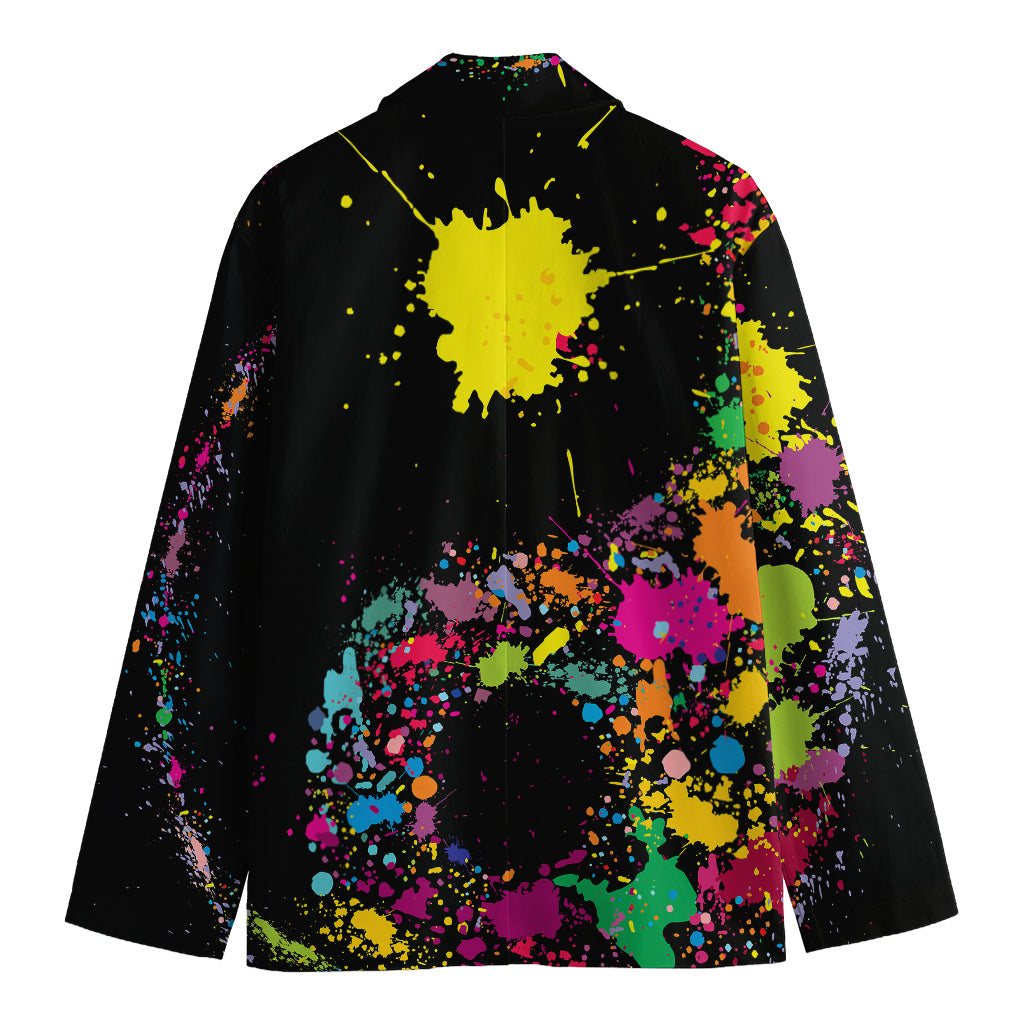 Colorful Splash Yin Yang Print Men's Blazer