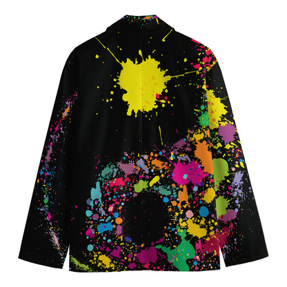 Colorful Splash Yin Yang Print Men's Blazer