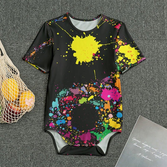 Colorful Splash Yin Yang Print Men's Bodysuit