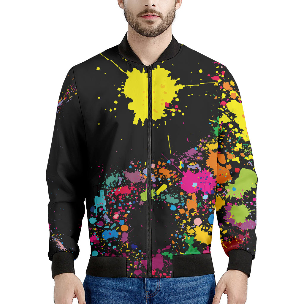 Colorful Splash Yin Yang Print Men's Bomber Jacket