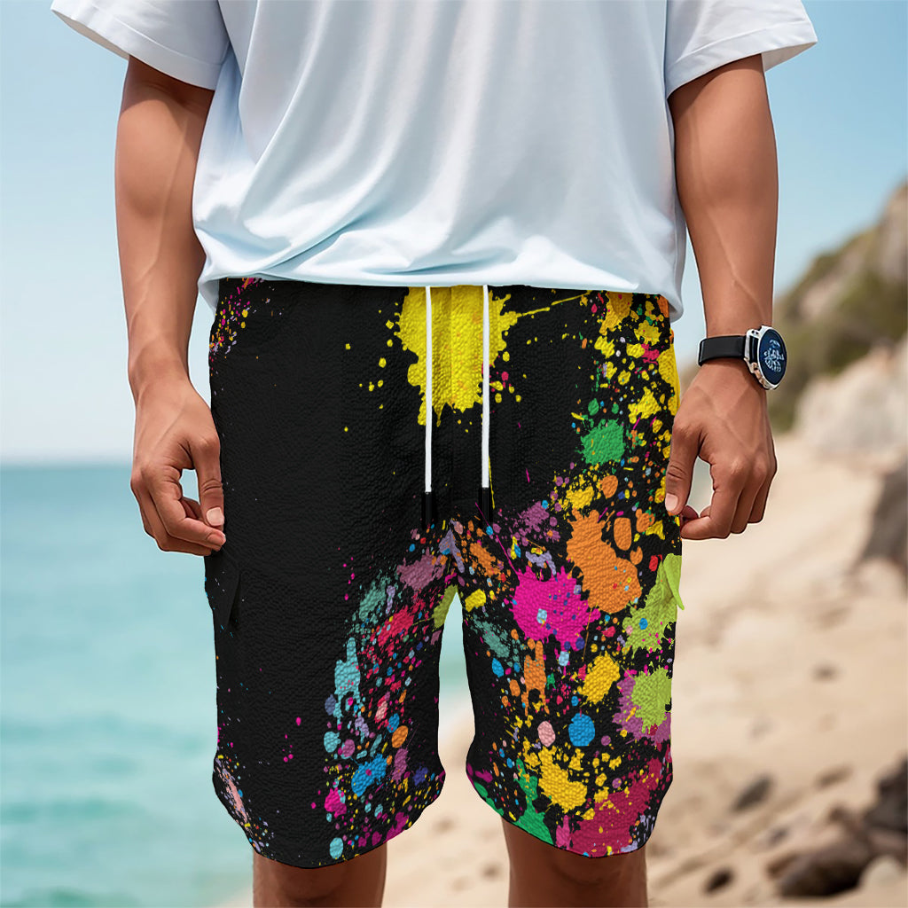 Colorful Splash Yin Yang Print Men's Cargo Shorts