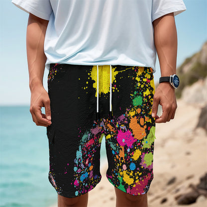 Colorful Splash Yin Yang Print Men's Cargo Shorts
