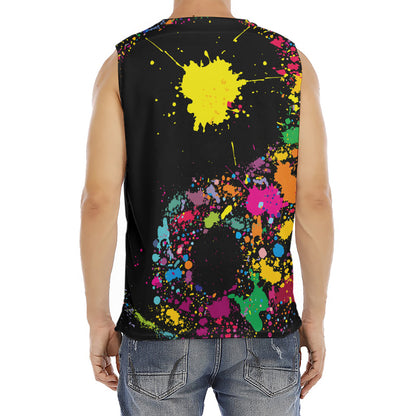 Colorful Splash Yin Yang Print Men's Fitness Tank Top