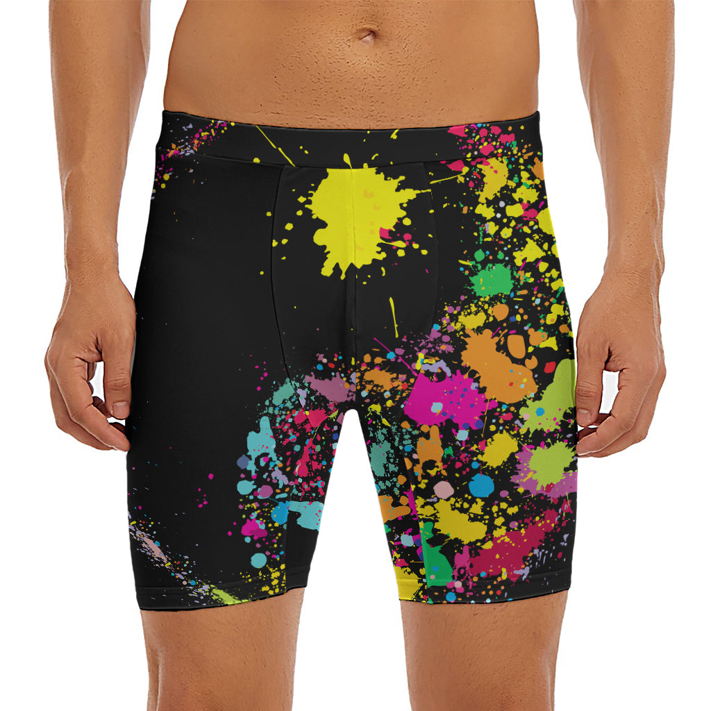 Colorful Splash Yin Yang Print Men's Long Boxer Briefs
