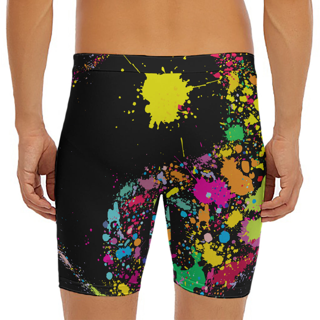 Colorful Splash Yin Yang Print Men's Long Boxer Briefs