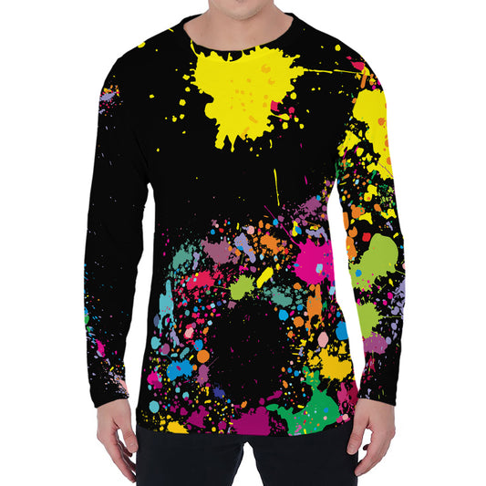 Colorful Splash Yin Yang Print Men's Long Sleeve T-Shirt