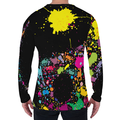 Colorful Splash Yin Yang Print Men's Long Sleeve T-Shirt