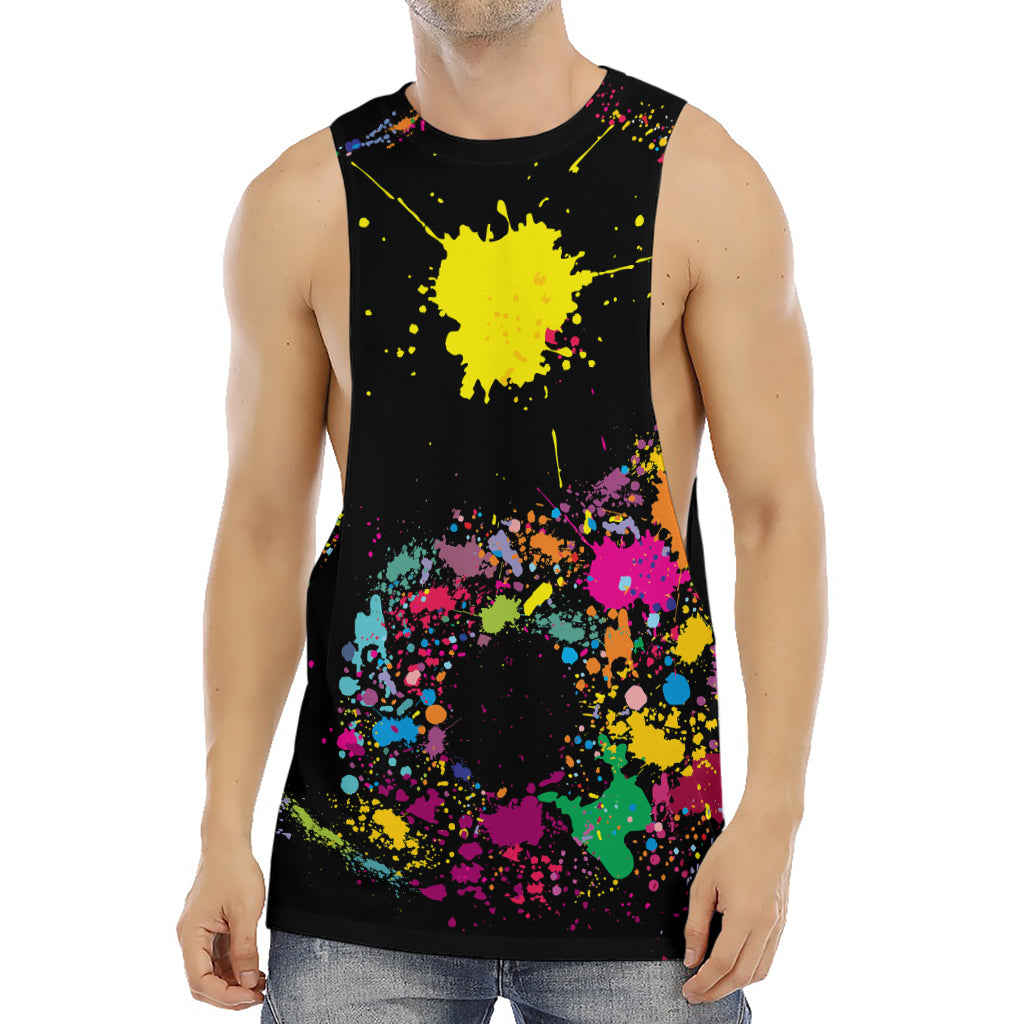 Colorful Splash Yin Yang Print Men's Muscle Tank Top