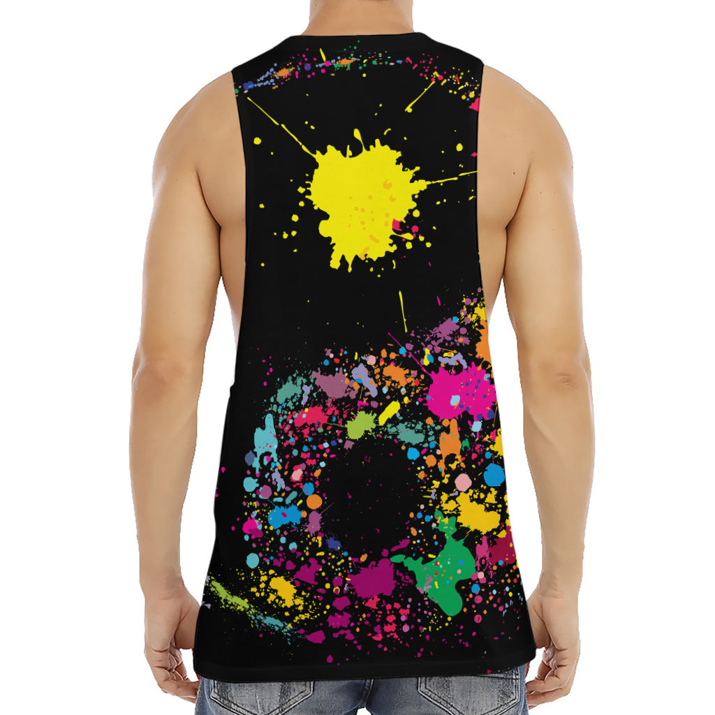 Colorful Splash Yin Yang Print Men's Muscle Tank Top