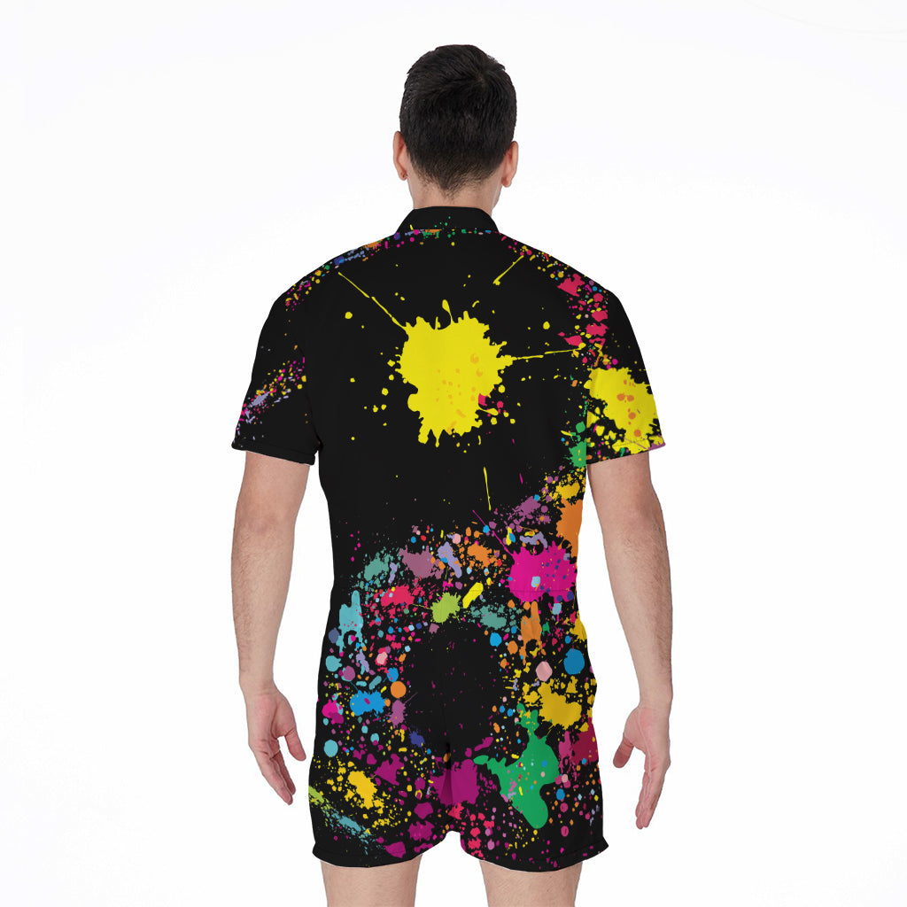 Colorful Splash Yin Yang Print Men's Rompers