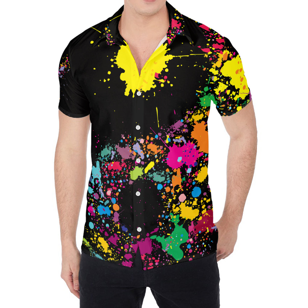 Colorful Splash Yin Yang Print Men's Shirt