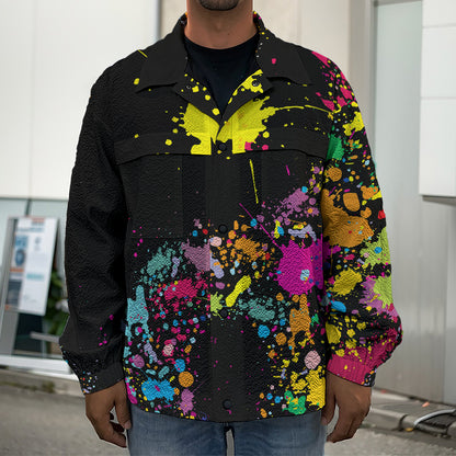 Colorful Splash Yin Yang Print Men's Shirt Jacket