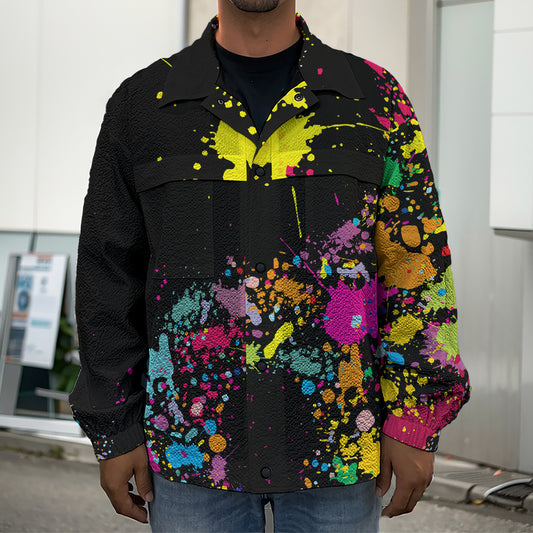Colorful Splash Yin Yang Print Men's Shirt Jacket