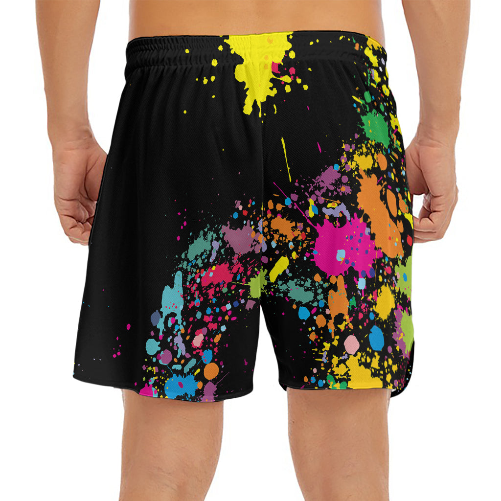 Colorful Splash Yin Yang Print Men's Split Running Shorts