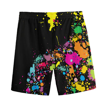 Colorful Splash Yin Yang Print Men's Sports Shorts